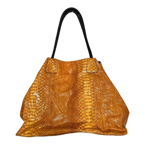 Big Buddha | Large Yellow Braided Handles Satchel Purse Bag - Picture 2 of 11